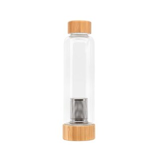 Tee-Flasche aus Glas 550 ml mit Edelstahlsieb braun/schwarz